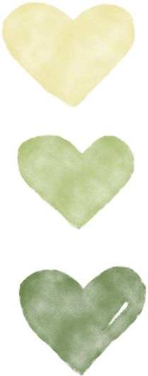 Watercolors Green Hearts