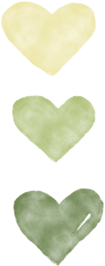 Watercolors Green Hearts